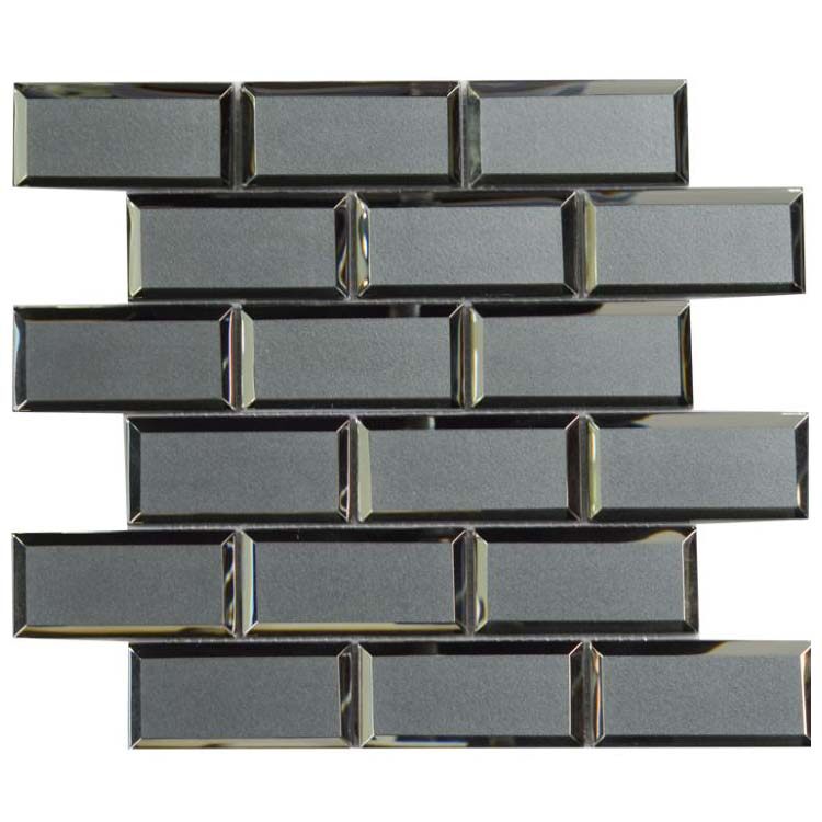 Dark Grey Polished Glass Mosaic Tile