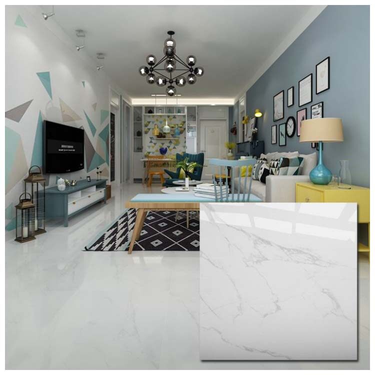 White Polished Ceramic Floor Tile