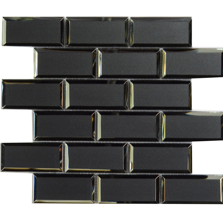 Black Polished Glass Mosaic Tile