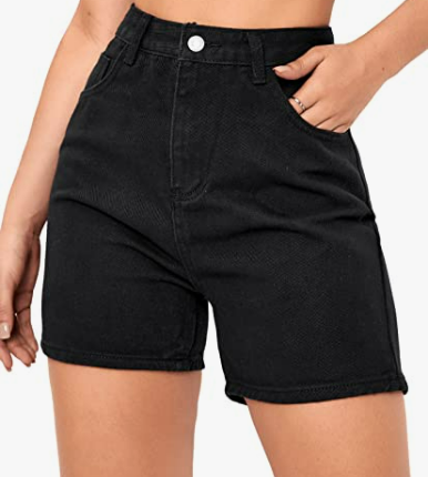 Retro blue pocket design denim shorts Summer women thin high-waisted straight quarter pants fashion brand slimming mid-length pants