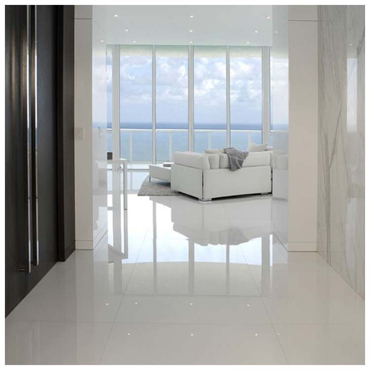 White Polished Ceramic Floor Tile