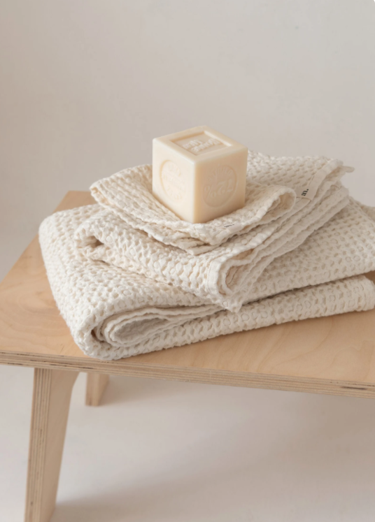 White Waffle Weave Cotton Bath Towel