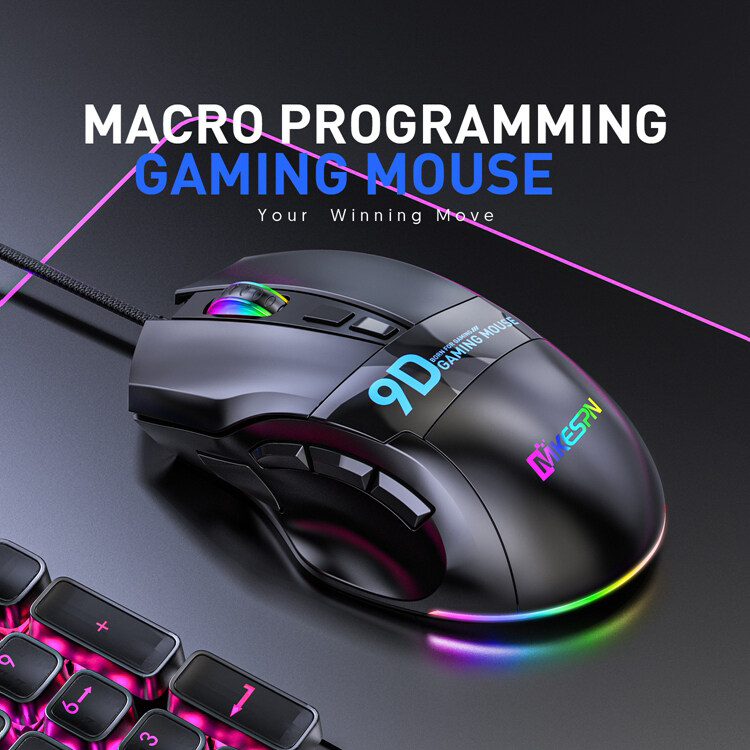 RGB Gaming Mouse Macro Programming 12000 DPI With One Click Desktop 9 Button Backlight USB Wired Ergonomics Mouse Gamer For PC