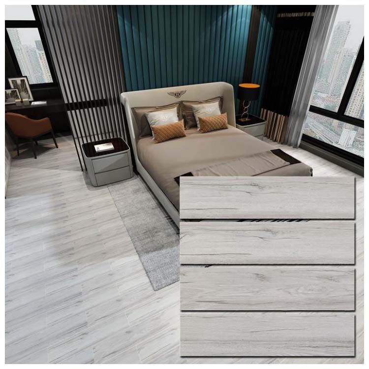 Grey Glazed Porcelain Wood Tile