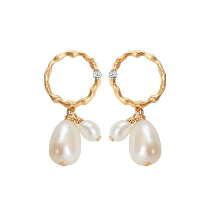 Baroque Pearl Hoop Earrings - ccc1