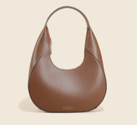 Crescent shaped shoulder bag made of cowhide