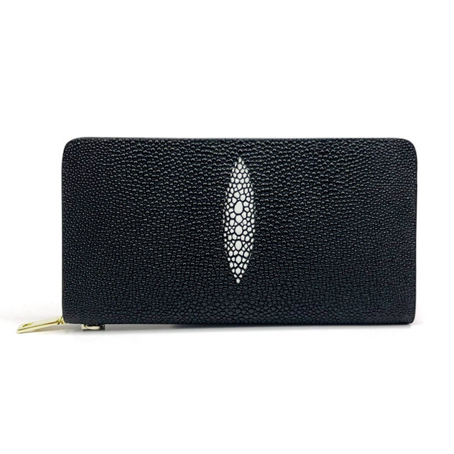 Genuine Leather Female Clutch Wallet White Embossed Long Wallet For Women Card Holder Purses Zipper Stingray Skin Luxury Wallet
