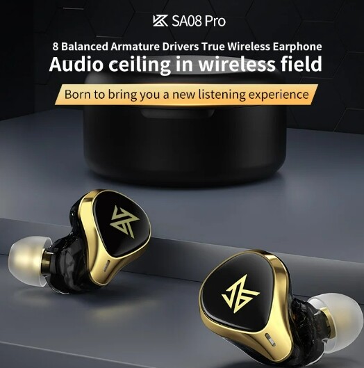 SA08 Pro TWS True Wireless Bluetooth v5.2 Earphones 8BA Units Game Earbuds Touch Control Noise Cancelling Sport Headset