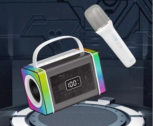 Mini Karaoke Speaker with Mic Shocking Volume RGB Light Computer Desktop Game Audio TF Card U Disk Bluetooth Subwoofer