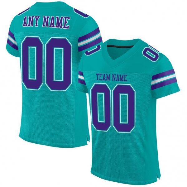 Custom Purple Light Blue-Pink Mesh Authentic Football Jersey