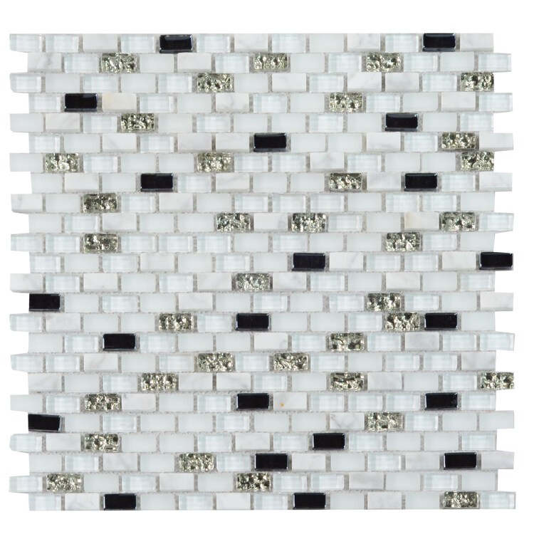 Black Polished Glass Mosaic Tile