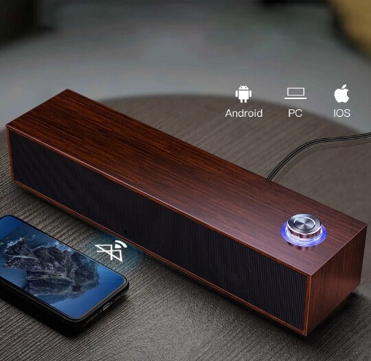 Home Theater Wired Bluetooth Speaker Computer Subwoofer Echo Wall Soundbar Desktop Wooden Soundbox HiFi Stereo Card Music Center