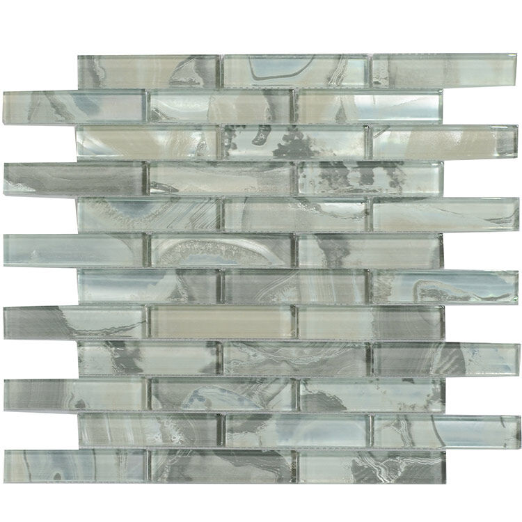 Dark Grey Polished Glass Mosaic Tile