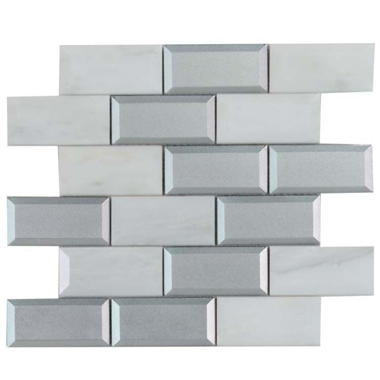 Light Grey Polished Glass Mosaic Tile