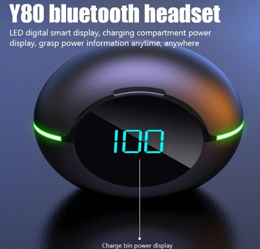 Y80 Earphone Bluetooth Headphones with Mic LED Display Earbuds for iPhone IOS Android Y80 Fone Wireless Bluetooth Headset