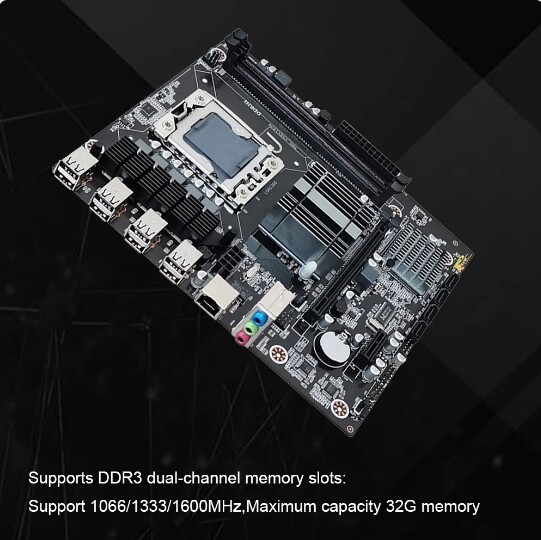 X58 PC Motherboard DDR3 Memory LGA 1366 Desktop Motherboard Dual Channel Computer Motherboard Support E5640 USB 2.0 SATA 1600MHz