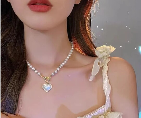 Fashion Unique Design Elegant and Exquisite Double-layer Pearl Love Pendant Necklace Women Jewelry Wedding Party Premium Gift