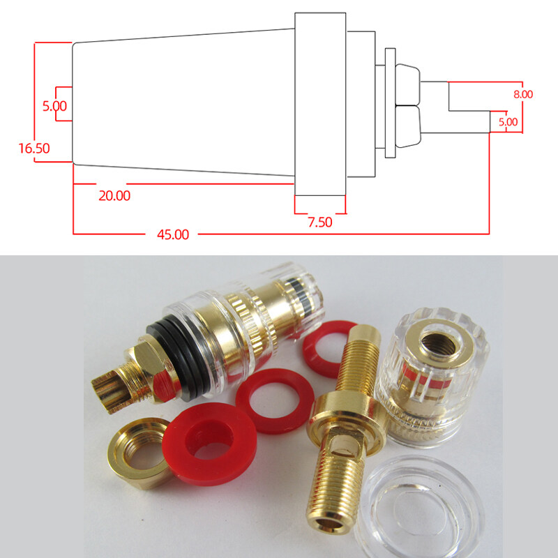 CMC 858-S-G 24K Gold-Plated Speaker AMP Binding Post (Pair)