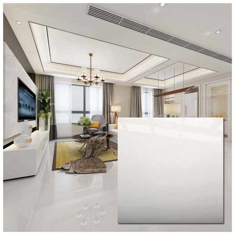 White Polished Ceramic Floor Tile