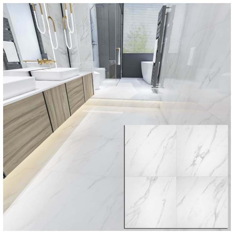 White Polished Ceramic Floor Tile