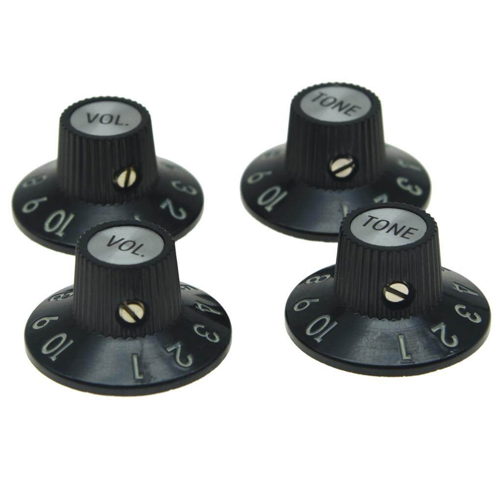 KAISH Set of 4 Witch Hat Knobs with Set Screw Guitar Bass Knobs 2 Volu