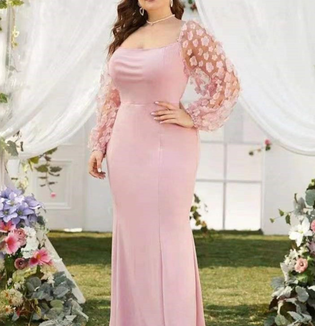 Sheath Long Sleeves Square Ankle-Length Formal Dress 2022