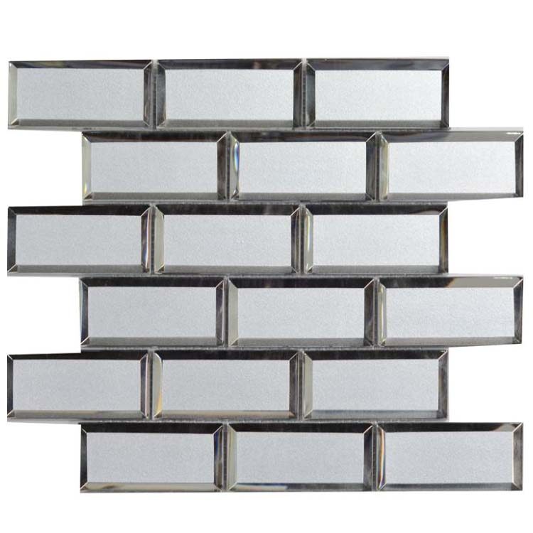 Light Grey Polished Glass Mosaic Tile