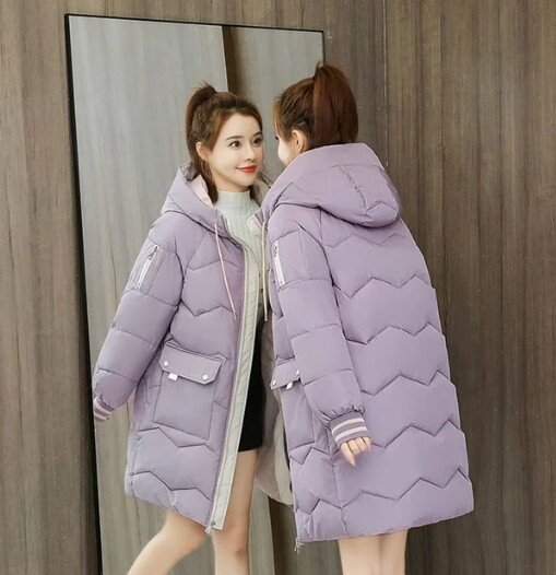 Fashion Hooded Down Cotton Coat Womens Winter Parkas Jacket Long Warm Padded Puffer Parkas Snow Wear Outwear Female