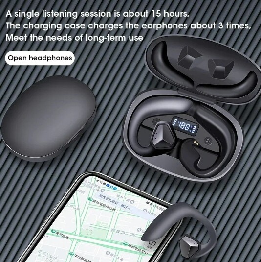 For Xiaomi Air conduction Bluetooth Earphones Ear Hooks Sport Waterproof Wireless Earbuds Led Display HiFi Stereo Headsets