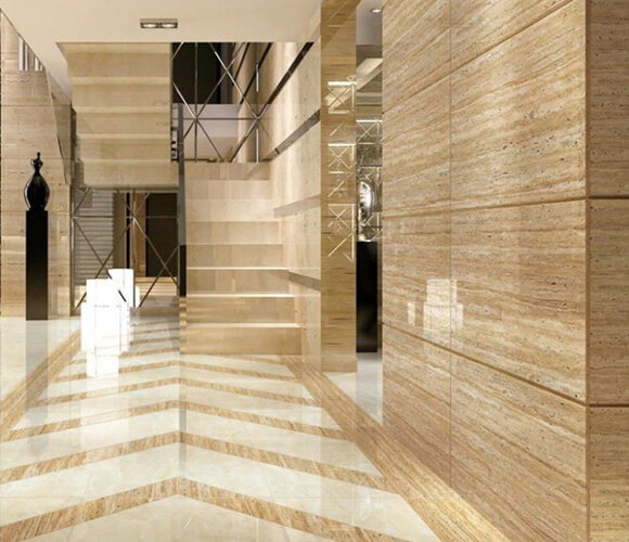 Beige Polished Ceramic Floor Tile