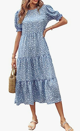 Women's 2023 Fall Long Sleeve V Neck Flowy Mini Dress Swiss Dot High Waist Chiffon Casual Dresses with Belt