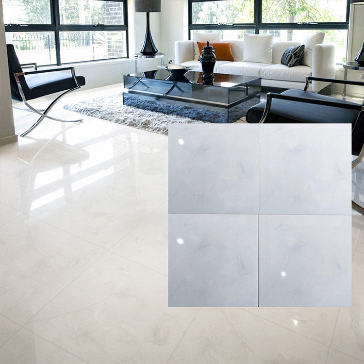 White Polished Ceramic Floor Tile