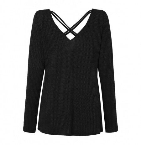 Women Pullover Tops Long Sleeve Cross V Neck Sweaters For Women