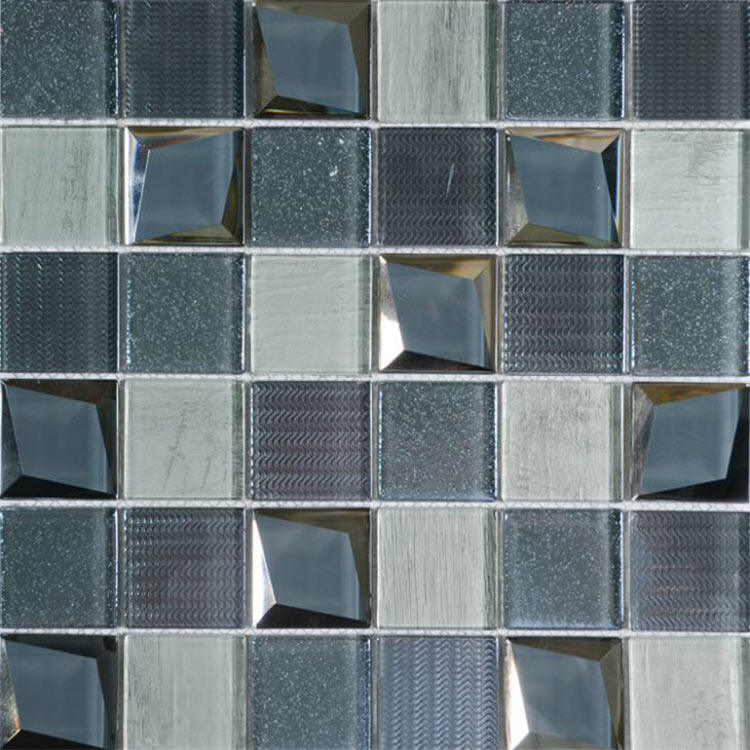 Dark Grey Polished Glass Mosaic Tile