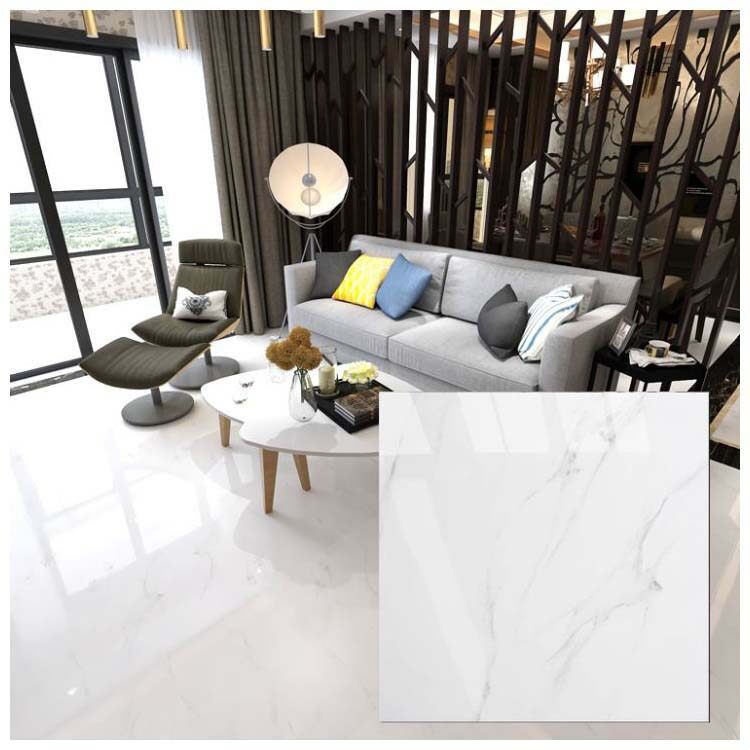 White Polished Ceramic Floor Tile