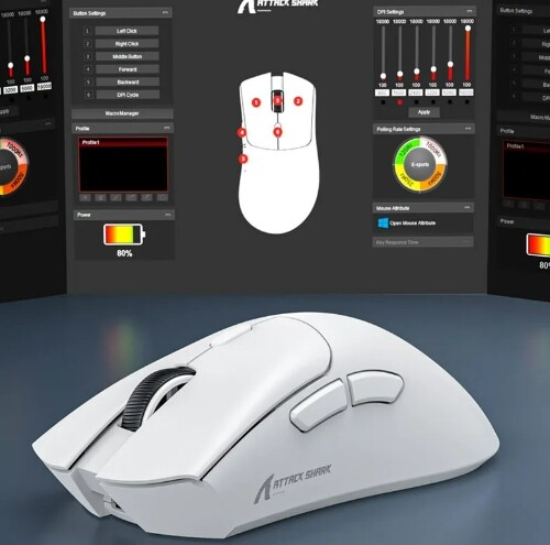 Attack Shark R1 Bluetooth Mouse,18000dpi,1000Hz,PAW3311,Tri-mode Connection, Macro Gaming Mouse