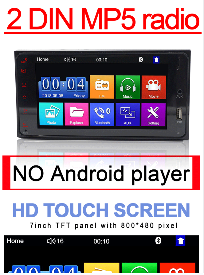 Camera input phone interconnection FM radio touch button 7 inch 2 din Corolla player MP5